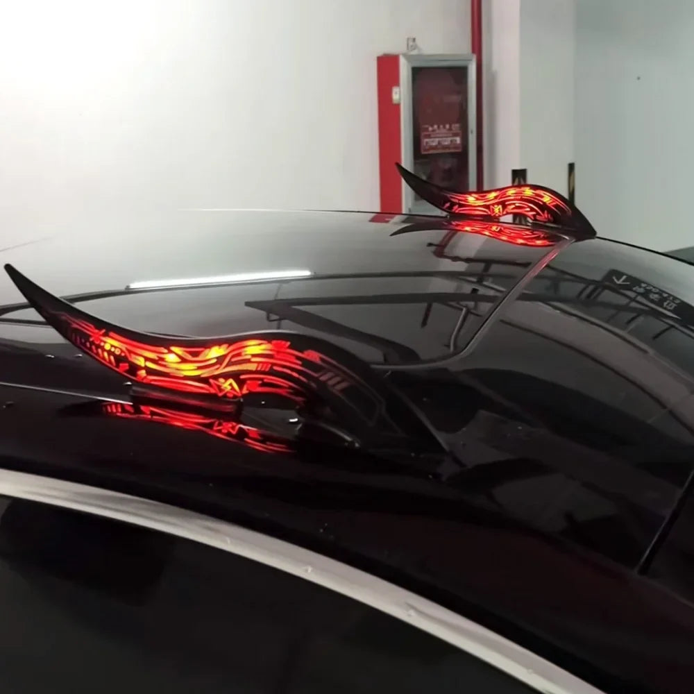 1Set 32 LED Light Modes Dragon Horn Car Roof Fins, Touch Dimmable Waterproof Auto Decoration, Universal Car Exterior Accessory