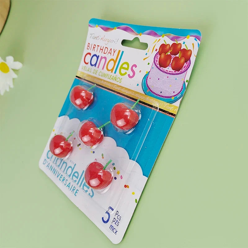 Cherry Birthday Cake Candle Cherry Fruit Candle Pink Girl Cute Candle Creative Children's Cartoon Candle