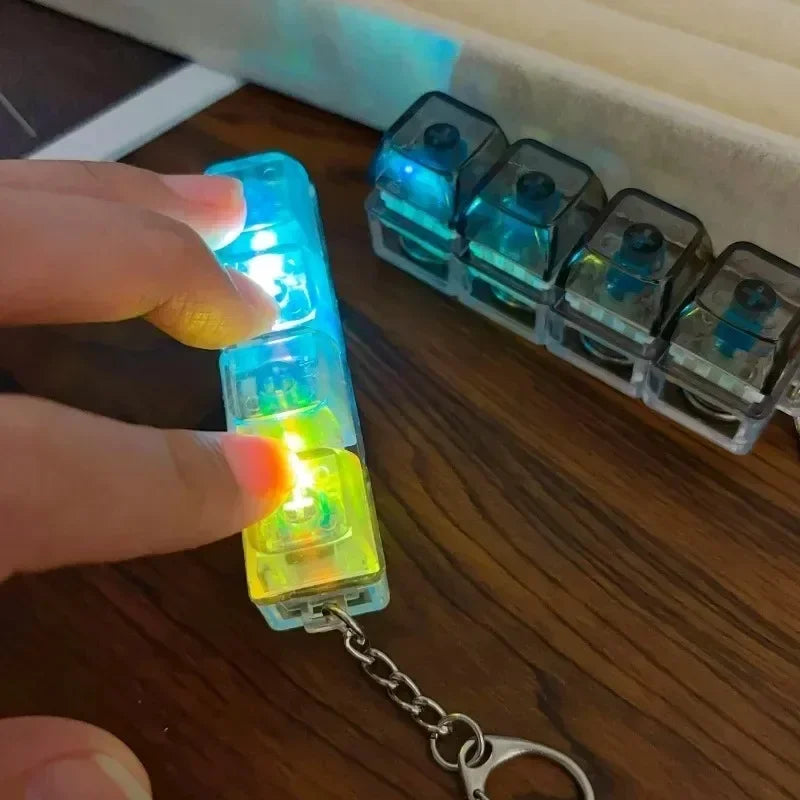 New Stress Anxiety Relief Keyboard Keychain Four Finger Button for Office Home Adults Kid Decompression Clicker Hot Gadget Gifts