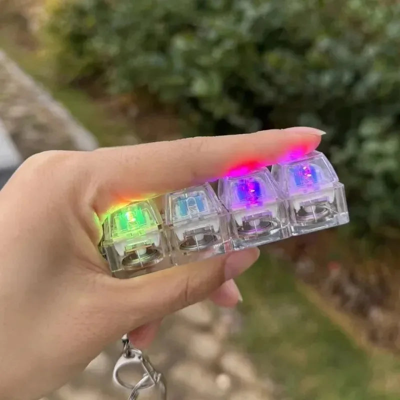 New Stress Anxiety Relief Keyboard Keychain Four Finger Button for Office Home Adults Kid Decompression Clicker Hot Gadget Gifts
