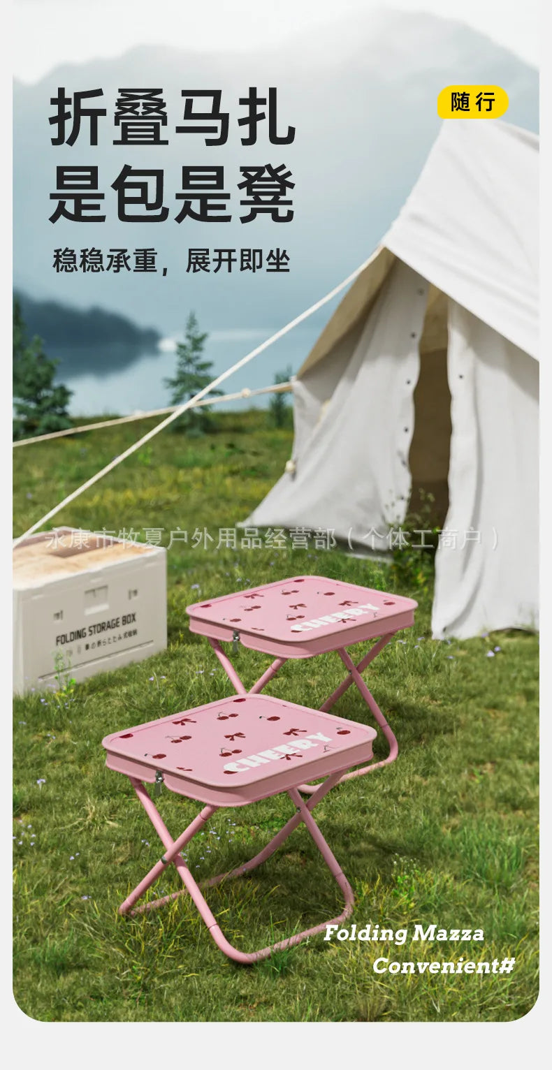 Small Mazar Folding Portable Handbag Stool Outdoor Small Stool Student Stool Queue Artifact Picnic Stool, Train Stool