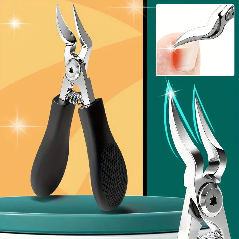 1Pieces Heavy-Duty Stainless Steel Nail Clipper, Thick Toenail & Fingernail Clipper for Adults, Professional-Grade Curved Blade