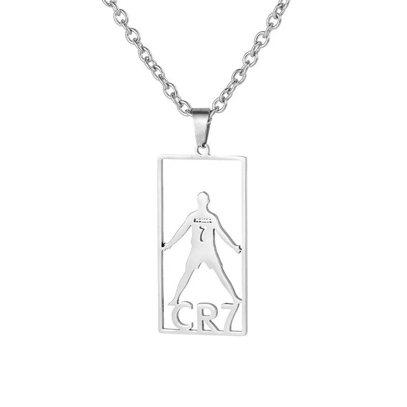 cr7 necklace Stainless Steel Titanium gold plated Crystals football Cristiano Ronaldo 7 jersey pendant necklace