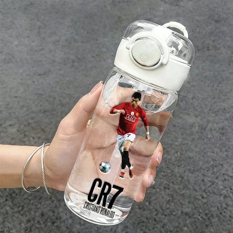 400ml CR7 Ronaldo Transparent Straw Bottle Football Star Outdoor Sport School Kid Water Cup Boy Girl Travel Fitness Drink Bottle