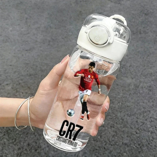 400ml CR7 Ronaldo Transparent Straw Bottle Football Star Outdoor Sport School Kid Water Cup Boy Girl Travel Fitness Drink Bottle
