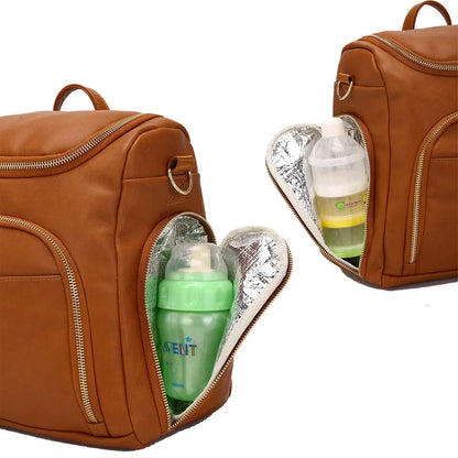 Premium Extra Large Vegan Leather Diaper Bag Tote Backpack