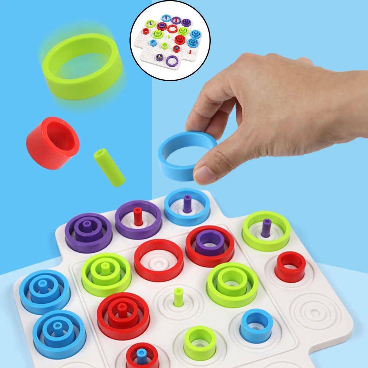 Children Rings Chess Montessori Logical Thinking Training Board Games - MEACAOFG