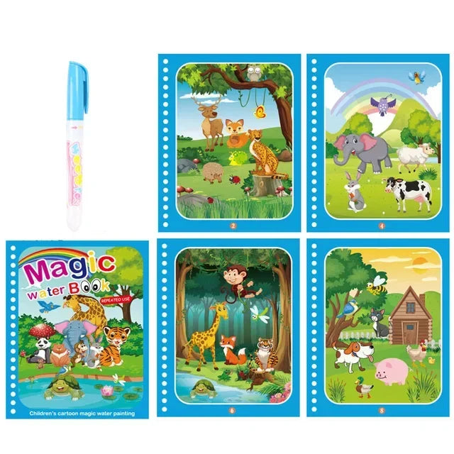Magic Water Book with Pen Children Learning  Education Toy Baby Montessori Toys Drawing Coloring Books for Kids 2 To 4 Years Old