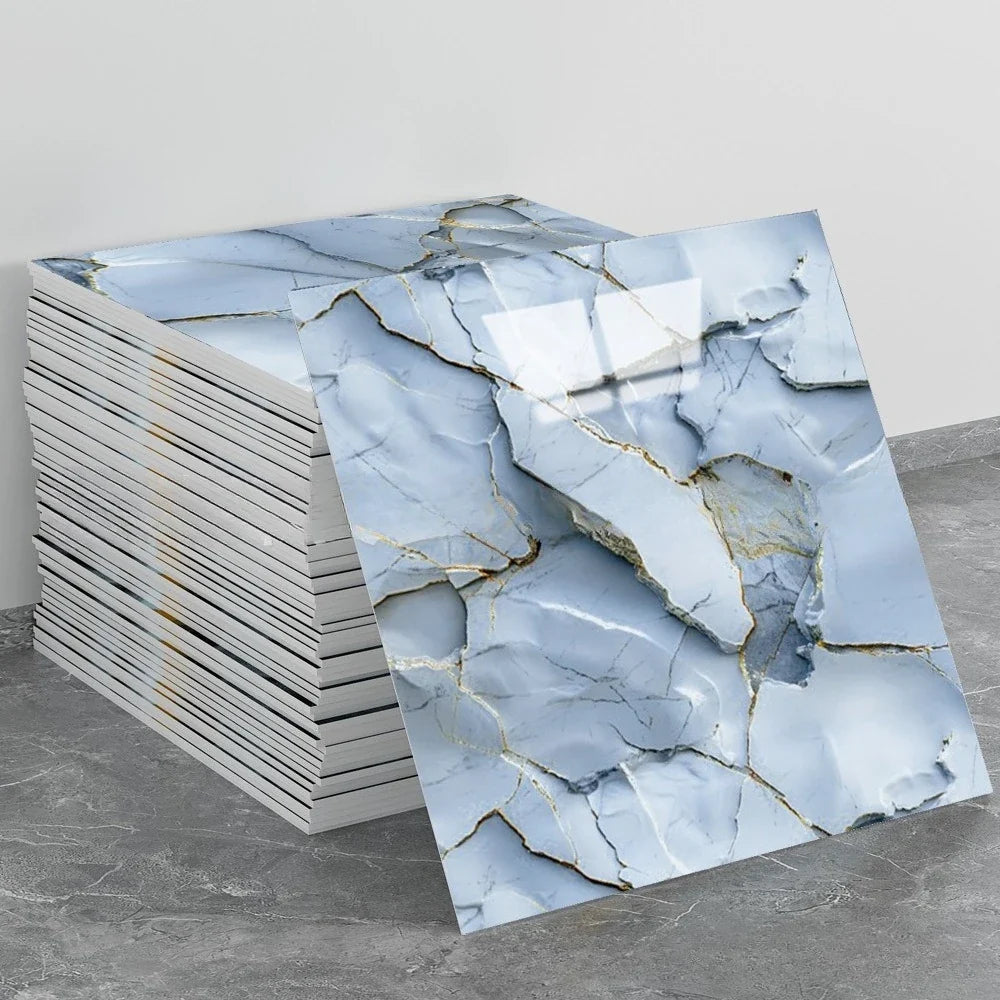 Waterproof Peel and Stick Marble Wall Tiles11.8x11.8 in Self Adhesive PVC Panels for Bathroom Kitchen and Living Room