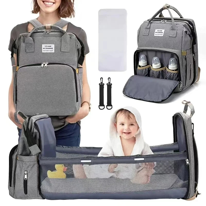 NestEase™ 3‑in‑1 Diaper Bag & Portable Rest Station