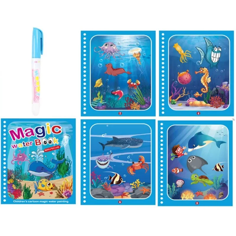 Magic Water Book with Pen Children Learning  Education Toy Baby Montessori Toys Drawing Coloring Books for Kids 2 To 4 Years Old
