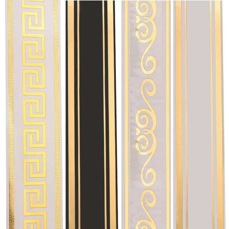 Self Adhesive Skirting Board PVC Soft Wall Trim Strip Waist Line Sticker Waterproof Gold Border Floor Edge Protector Home Decor