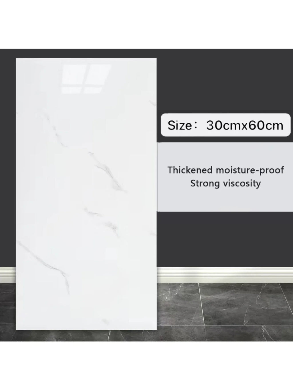 10-Pack Self-Adhesive Marble Tile Stickers – Waterproof 30x60cm PVC Peel-and-Stick Tiles for Kitchen & Bathroom Walls/Floors