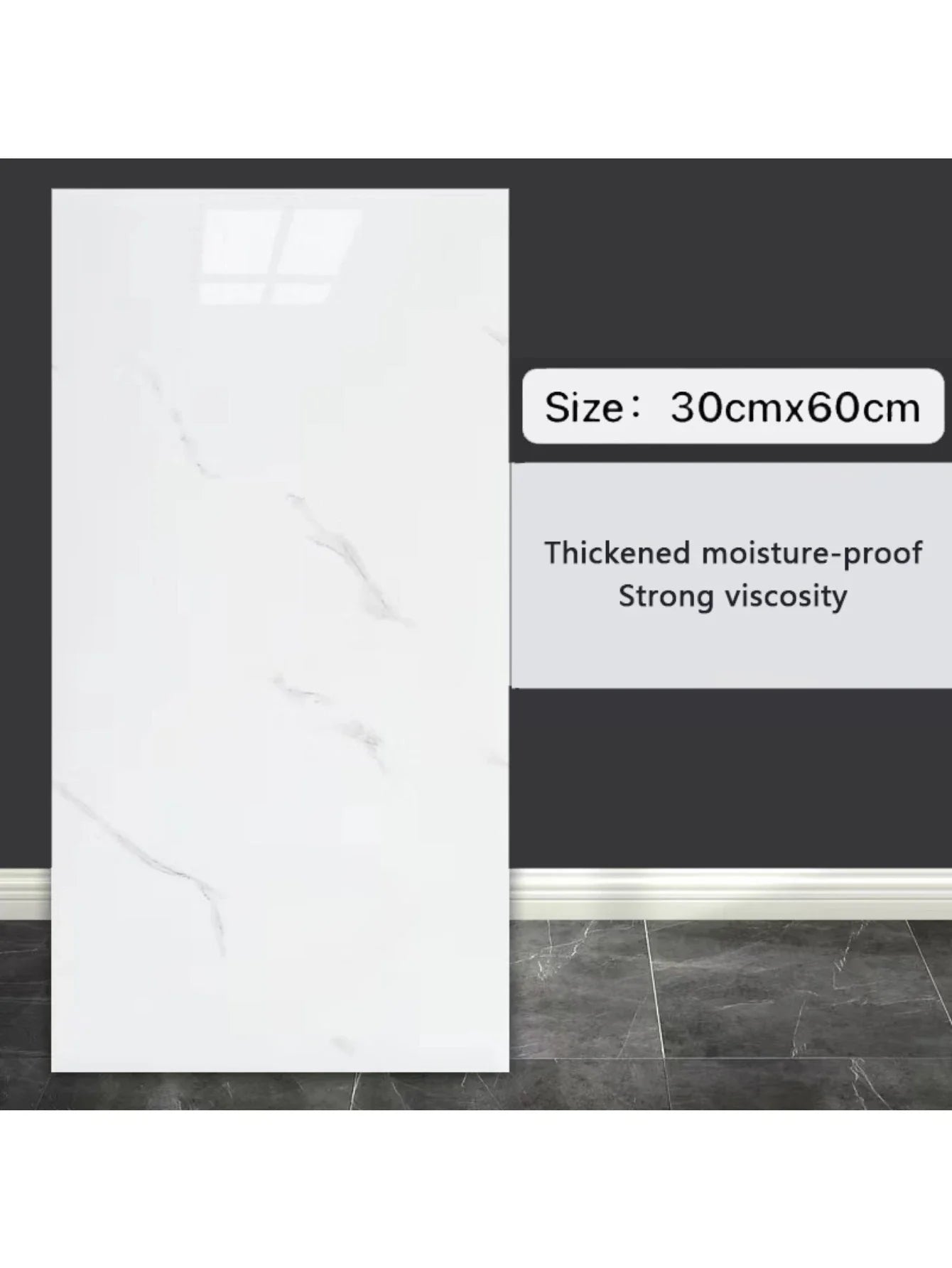 10-Pack Self-Adhesive Marble Tile Stickers – Waterproof 30x60cm PVC Peel-and-Stick Tiles for Kitchen & Bathroom Walls/Floors