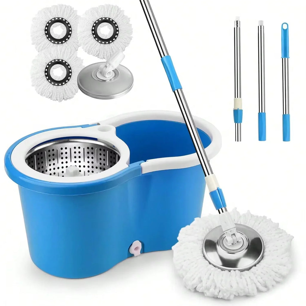3 Models Spin Mop Bucket Set with Stainless Steel Basket, 61" Extendable Handle & 3 Microfiber Mop Heads, All Floor Cleaner