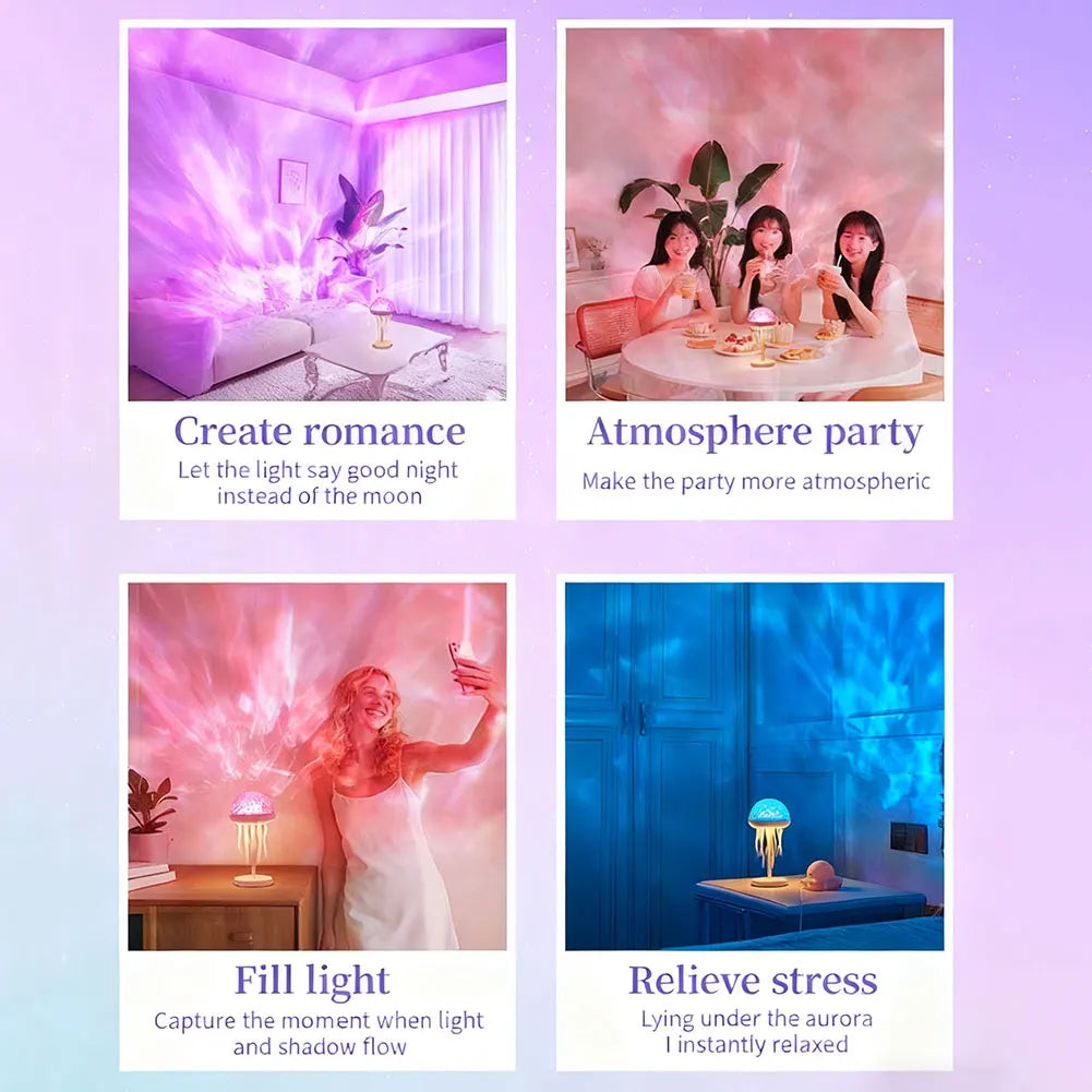 Jellyfishes Ocean Waves Projector Light With Remote USB Powered 7 Color Ripple Projector Jellyfish Night Light For Kids Bedroom