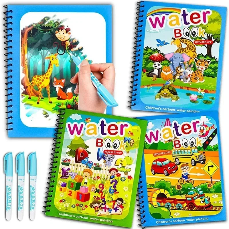 Magic Water Book with Pen Children Learning  Education Toy Baby Montessori Toys Drawing Coloring Books for Kids 2 To 4 Years Old