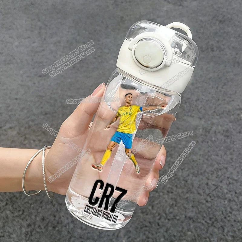 400ml CR7 Ronaldo Transparent Straw Bottle Football Star Outdoor Sport School Kid Water Cup Boy Girl Travel Fitness Drink Bottle
