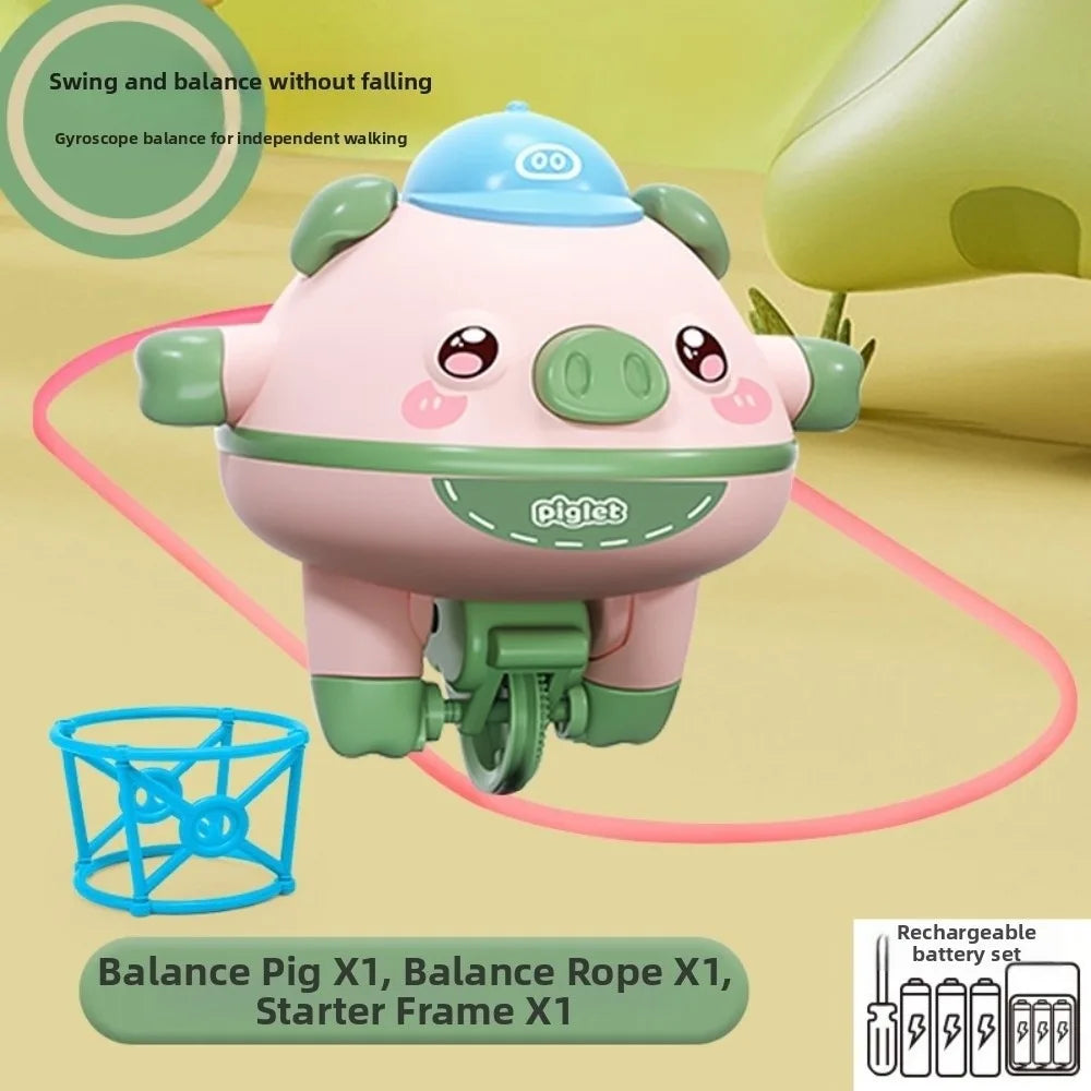 Cartoon Electric Balancing Dinosaur Toy Rechargeable Unicycle Balanced Spinning Top Toy Self-Balancing Tightrope Walking Toys