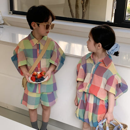 Rainbow Rascals Plaid Set