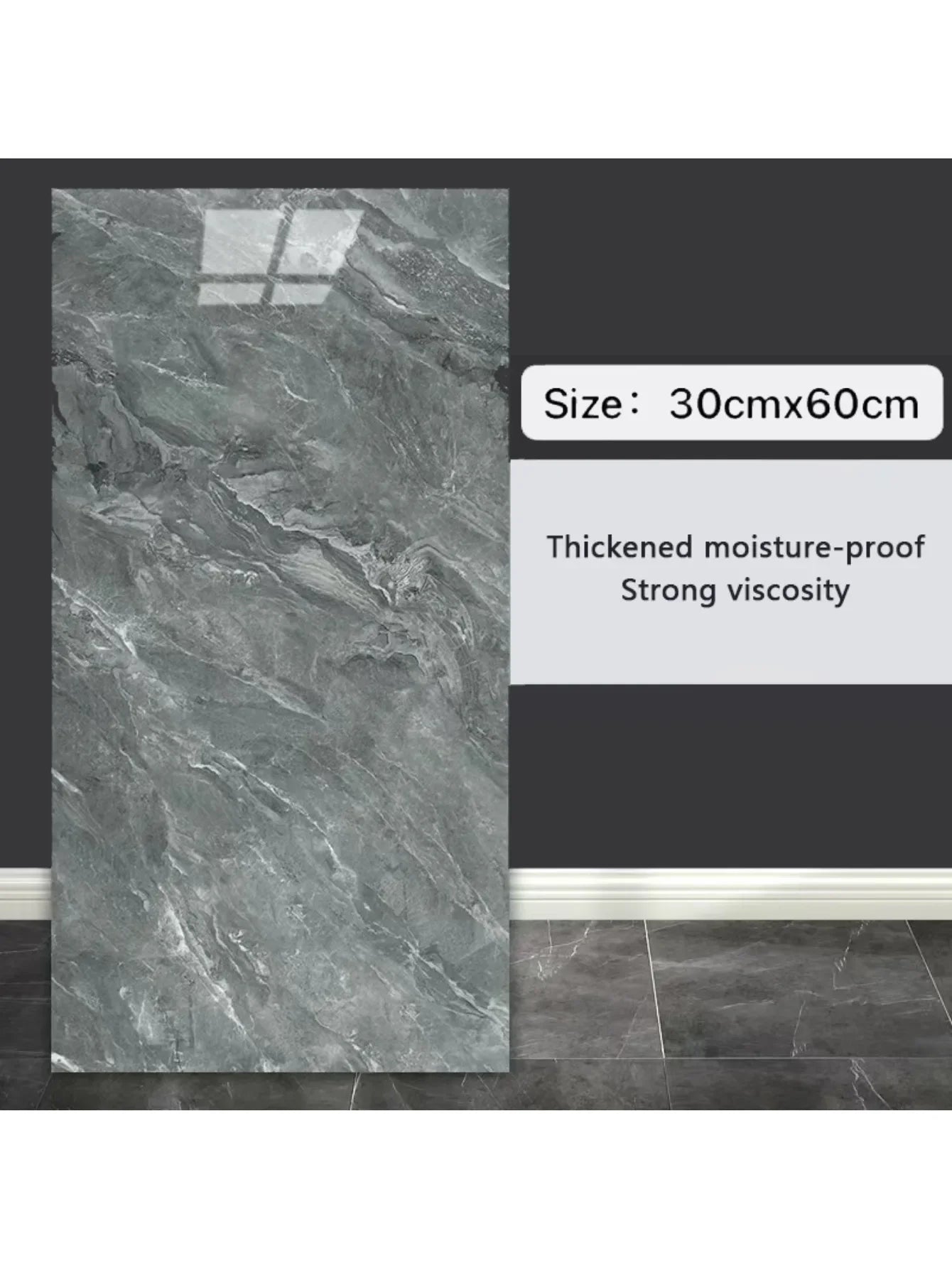10-Pack Self-Adhesive Marble Tile Stickers – Waterproof 30x60cm PVC Peel-and-Stick Tiles for Kitchen & Bathroom Walls/Floors