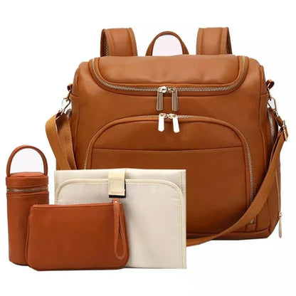 Premium Extra Large Vegan Leather Diaper Bag Tote Backpack