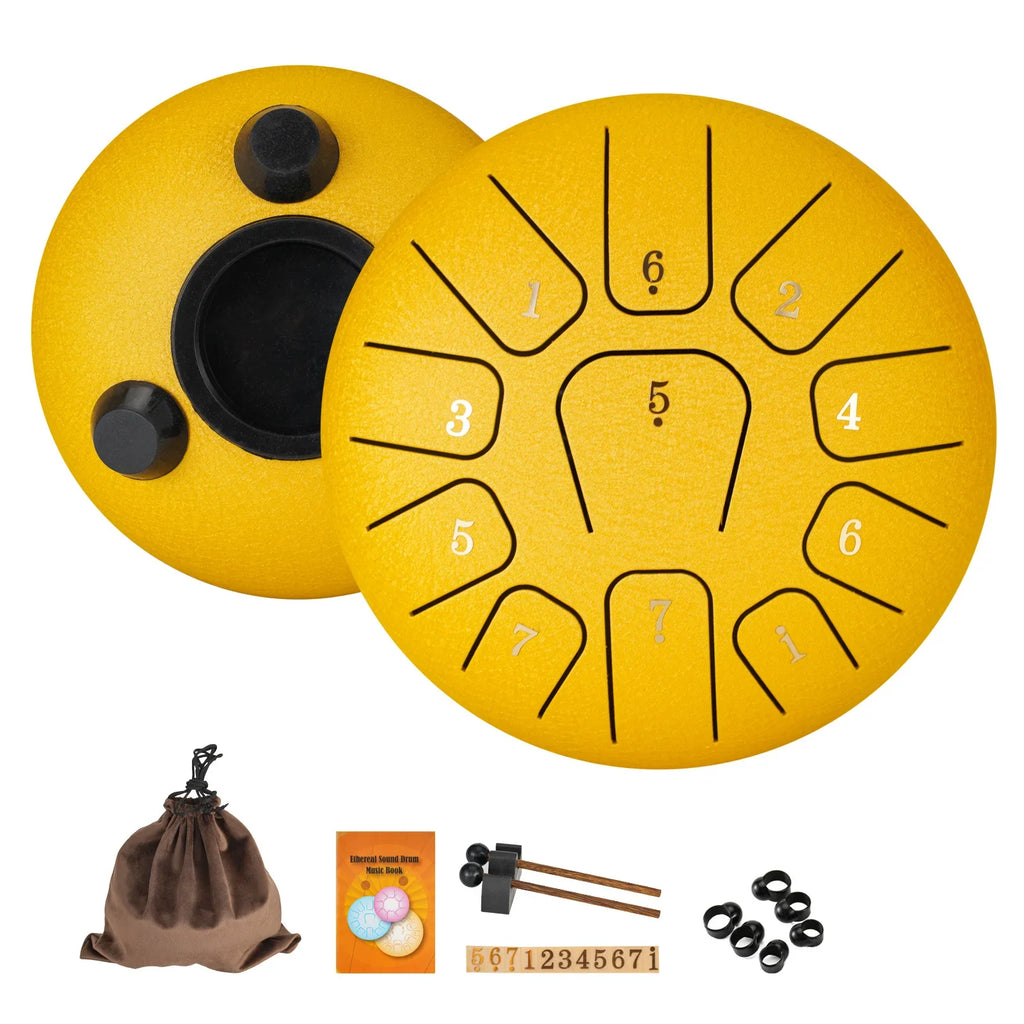 Miwayer 6" Rain Drum Pro Kit | 11-Note Steel Tongue Drum Sound Healing Instrument | Yoga/Medical/Outdoor/Anxiety Relief Tool