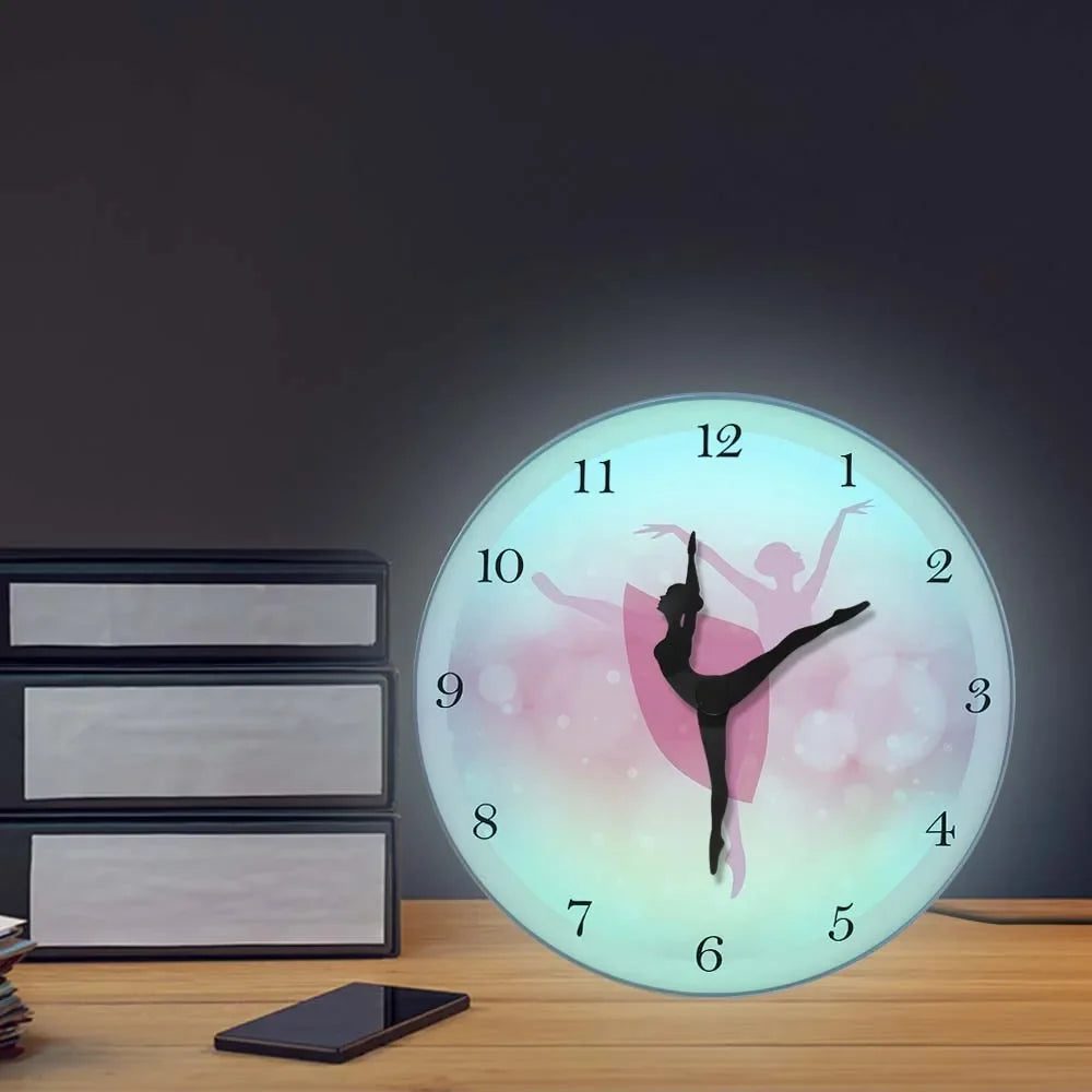 Girl Bedroom Decor Ballet Girl Princess Pink Wall Clock Baby Girl Dancing Wall Clock Ballerina Moving Leg Dancing Clock Watch