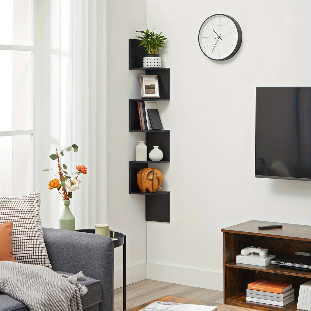 Space Saving Storage for Bedroom, Living Room, Bathroom, Home Office 5-Tier Corner Shelf, Wall Mounted Floating Shelves