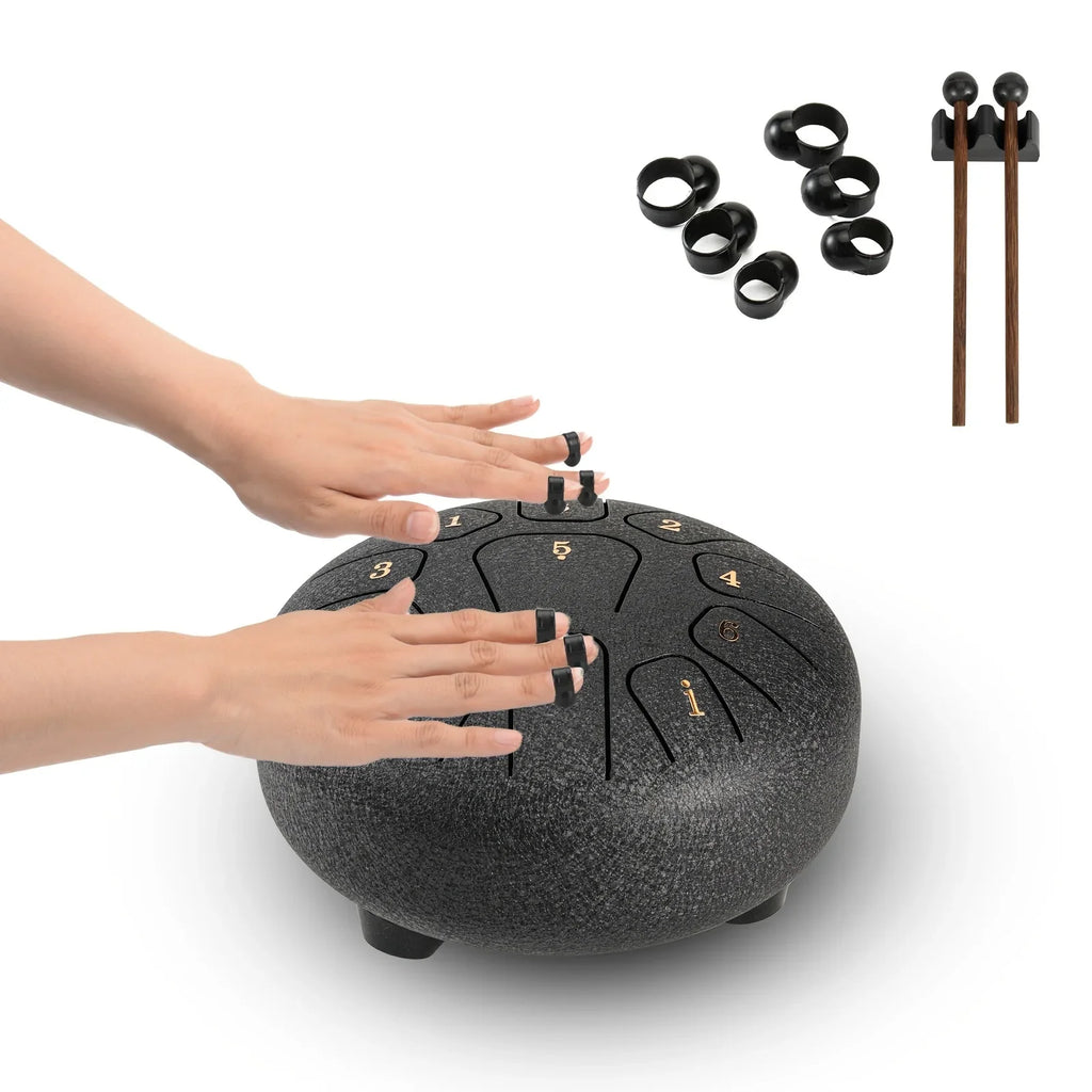 Miwayer 6" Rain Drum Pro Kit | 11-Note Steel Tongue Drum Sound Healing Instrument | Yoga/Medical/Outdoor/Anxiety Relief Tool