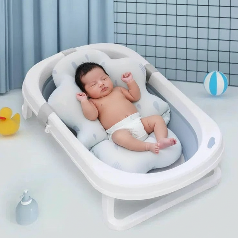 Baby Bathtub with Non-Slip Mat Cushion