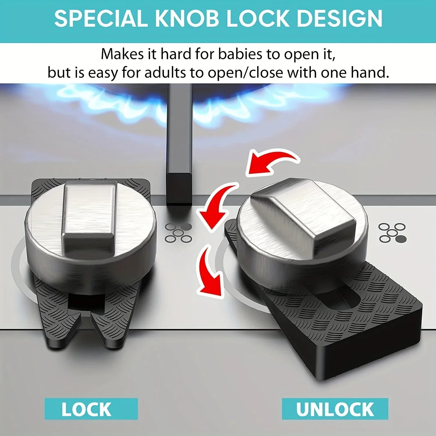 Child Safety Stove & Oven Knob Locks (4 Pack and 8 Pack)