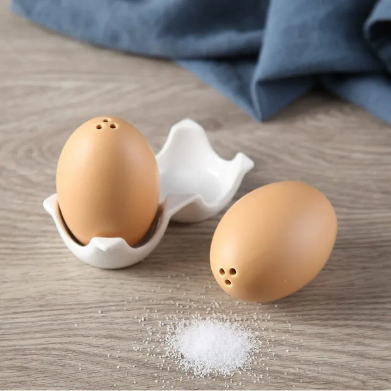 Salt and Pepper Shaker, 2Pcs Creative Ceramics Egg Model Seasoning Cruet Decorative Porcelain Salt and Pepper Caster Kitchen Condiment Bottle Dining