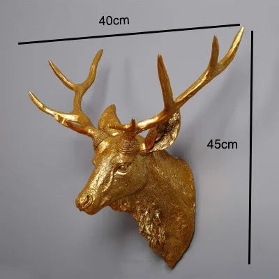 Faux Deer Head 17 inch Faux Animal Head Wall Décor Handmade Farmhouse Décor Rustic Wall Decor Deer Antlers Head Statue Resin Art
