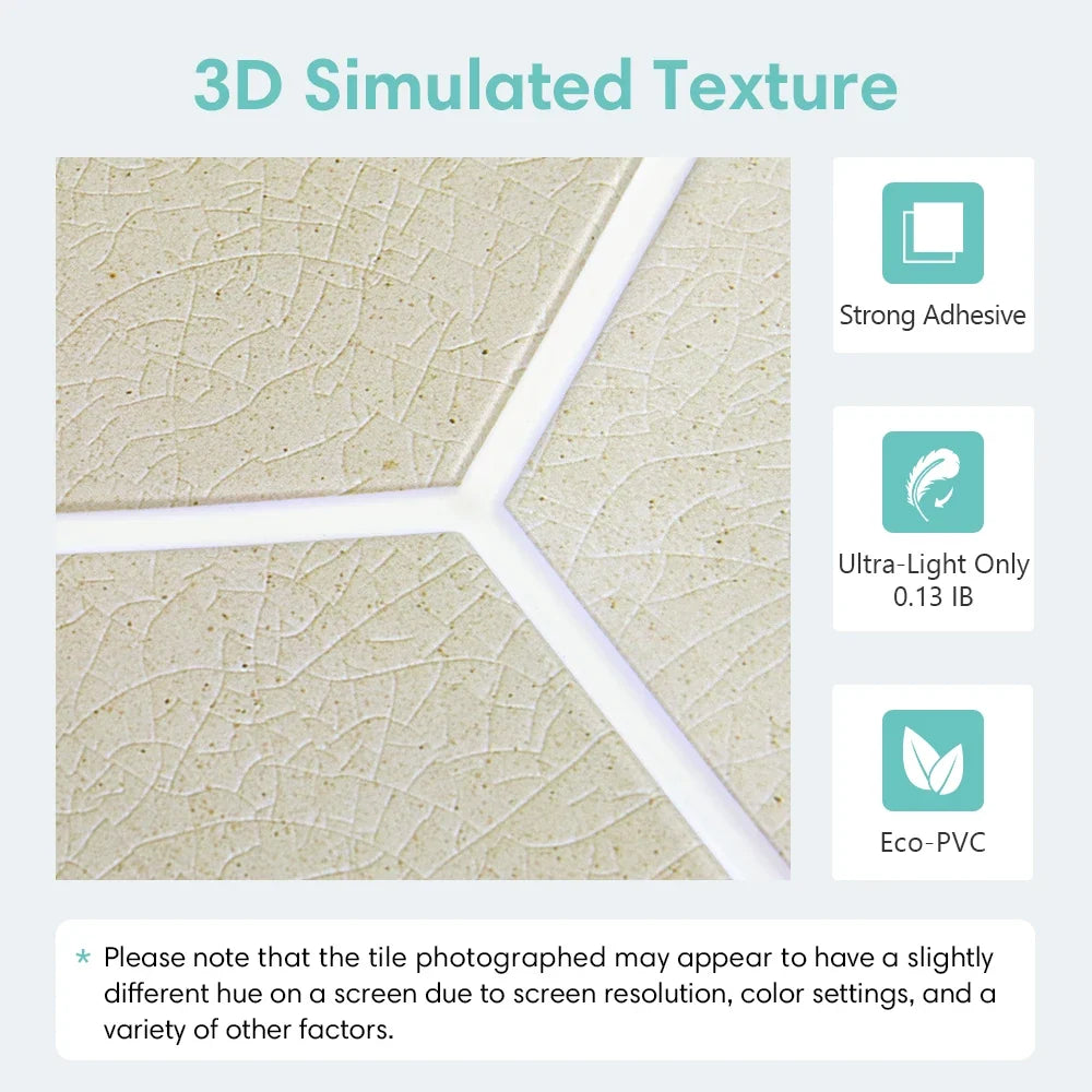 5/10 PCS PVC Peel and Stick 3D Wall Sticker, 11.8" x 11.8", Waterproof, Interior Decoration, Living Room Wall Decoration