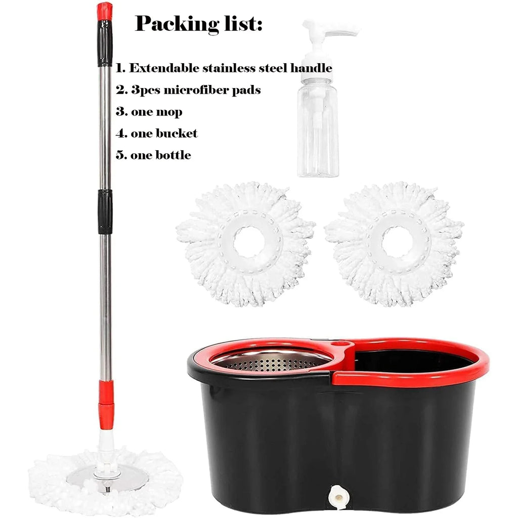 3 Models Spin Mop Bucket Set with Stainless Steel Basket, 61" Extendable Handle & 3 Microfiber Mop Heads, All Floor Cleaner