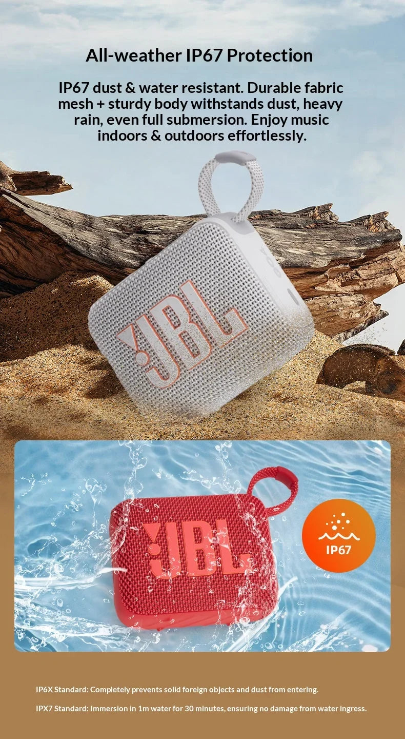 JBL Go 4 Compact large-volume audio system with low power consumption operation and full-device compatibility