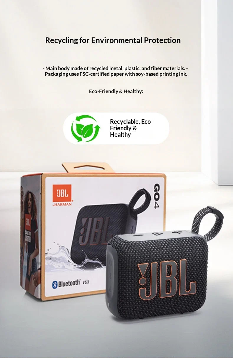 JBL Go 4 Compact large-volume audio system with low power consumption operation and full-device compatibility