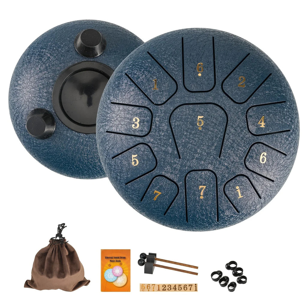 Miwayer 6" Rain Drum Pro Kit | 11-Note Steel Tongue Drum Sound Healing Instrument | Yoga/Medical/Outdoor/Anxiety Relief Tool