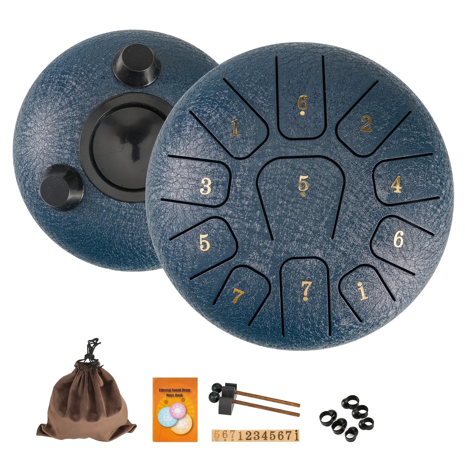 Miwayer 6" Rain Drum Pro Kit | 11-Note Steel Tongue Drum Sound Healing Instrument | Yoga/Medical/Outdoor/Anxiety Relief Tool