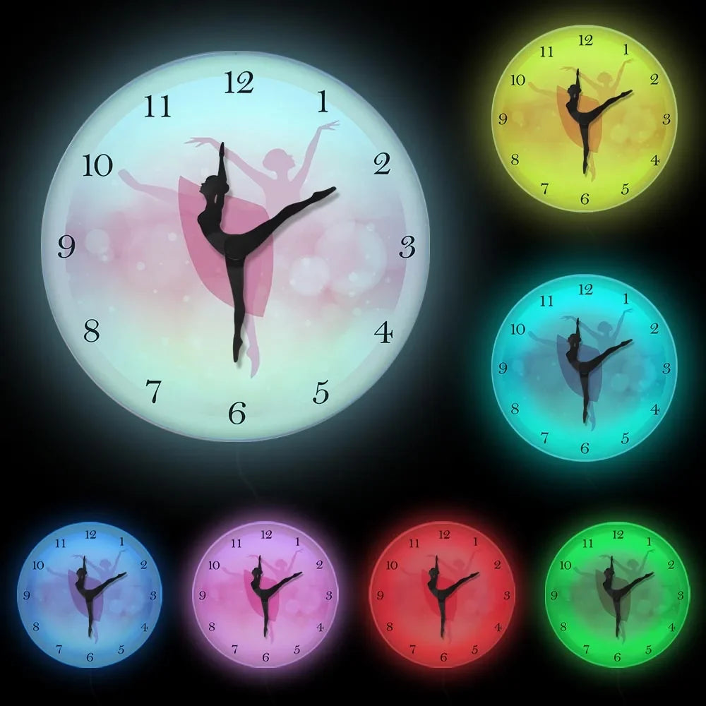 Girl Bedroom Decor Ballet Girl Princess Pink Wall Clock Baby Girl Dancing Wall Clock Ballerina Moving Leg Dancing Clock Watch