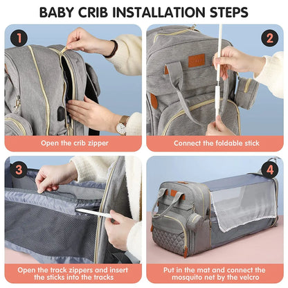 NestVoyage™ 3‑in‑1 Diaper Bag & Portable Changing Station
