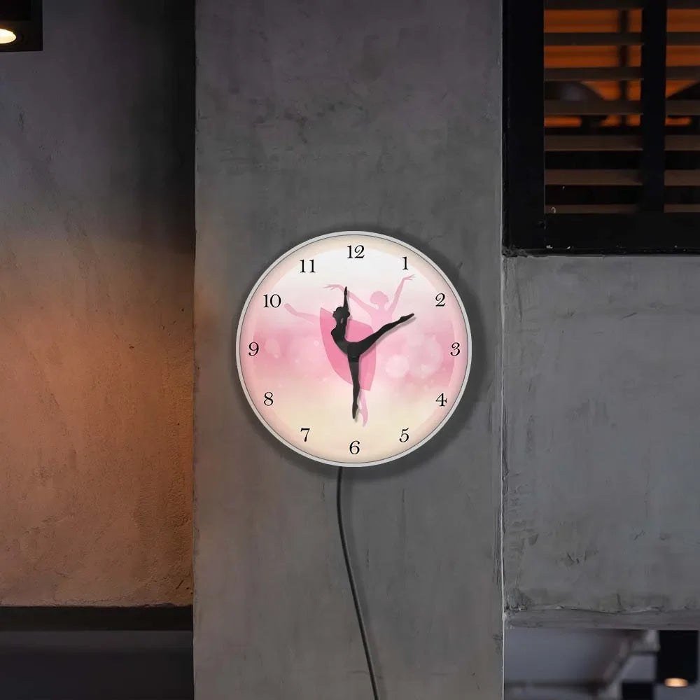Girl Bedroom Decor Ballet Girl Princess Pink Wall Clock Baby Girl Dancing Wall Clock Ballerina Moving Leg Dancing Clock Watch