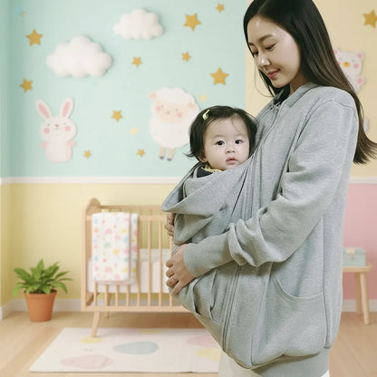 CuddleNest™ Cozy Babywearing Hoodie for Moms & Babies