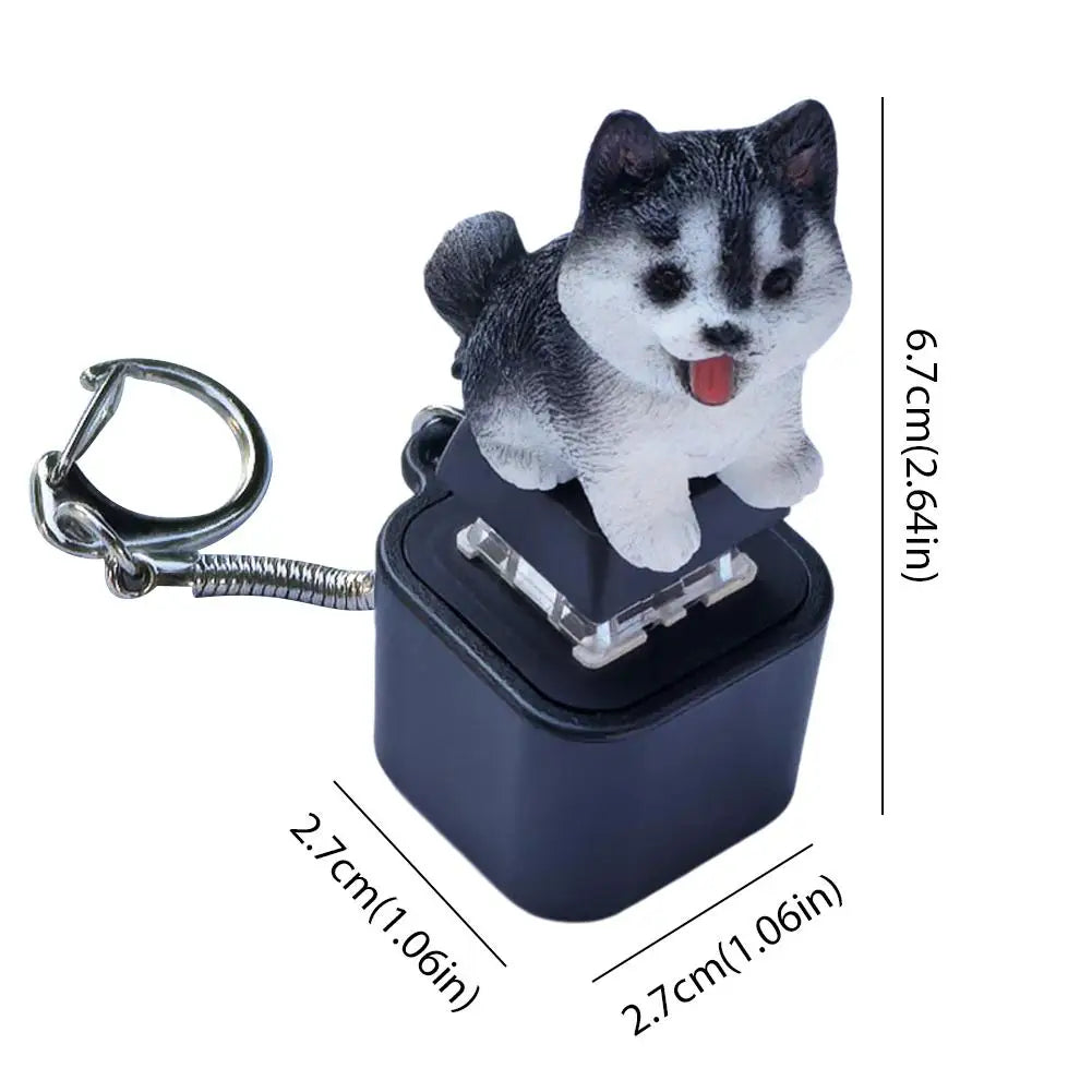 Funny Croaking Frog Keychain Rechargeable Frog/Pig/Dog Cat Keyboard Fidget Clicker Sound Keychain with LED for Stress Relief