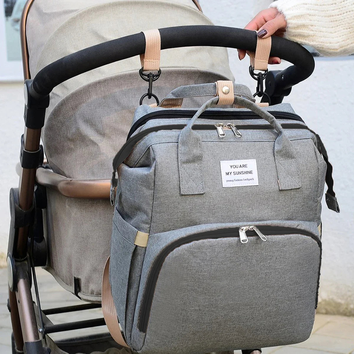 NestEase™ 3‑in‑1 Diaper Bag & Portable Rest Station