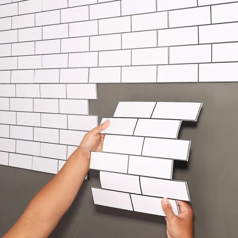 3D Peel and Stick White Subway Wall Tile Sticker Wallpaper Backsplash Of Kitchen Wall Tile Stickers Peel and StickWall Tile