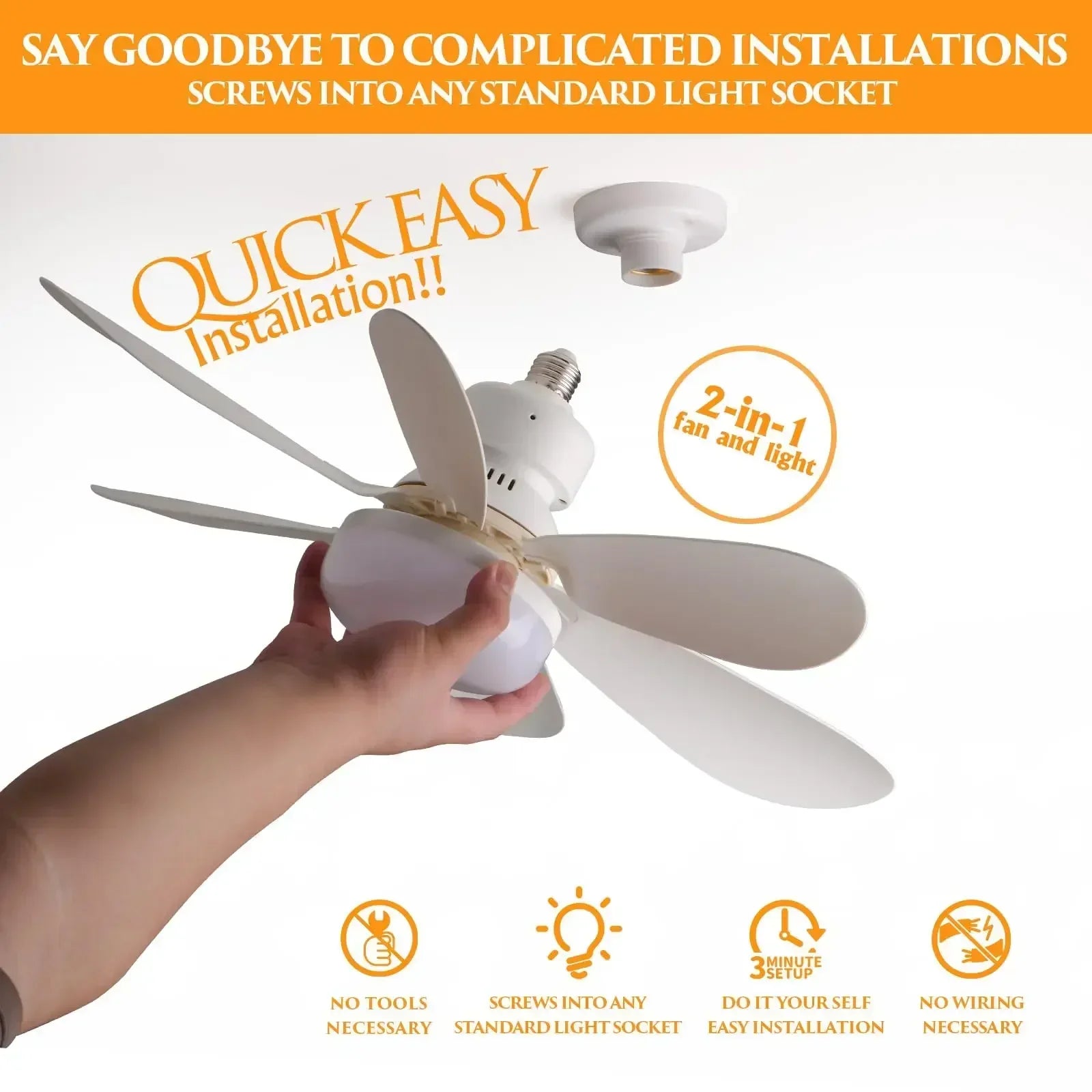 Ceiling Fan Light E27 with Remote LED Dimming Function  Suitable for Living Room Study and Home use  85-265V