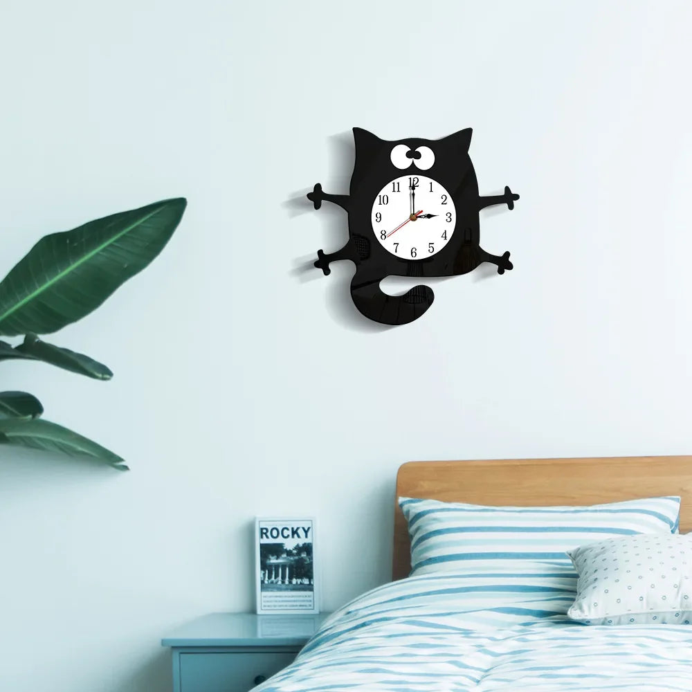 Rocking Tail Cat Hanging Clock