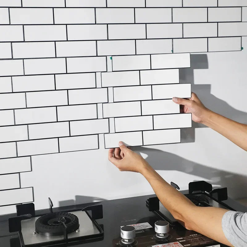 3D Peel and Stick White Subway Wall Tile Sticker Wallpaper Backsplash Of Kitchen Wall Tile Stickers Peel and StickWall Tile